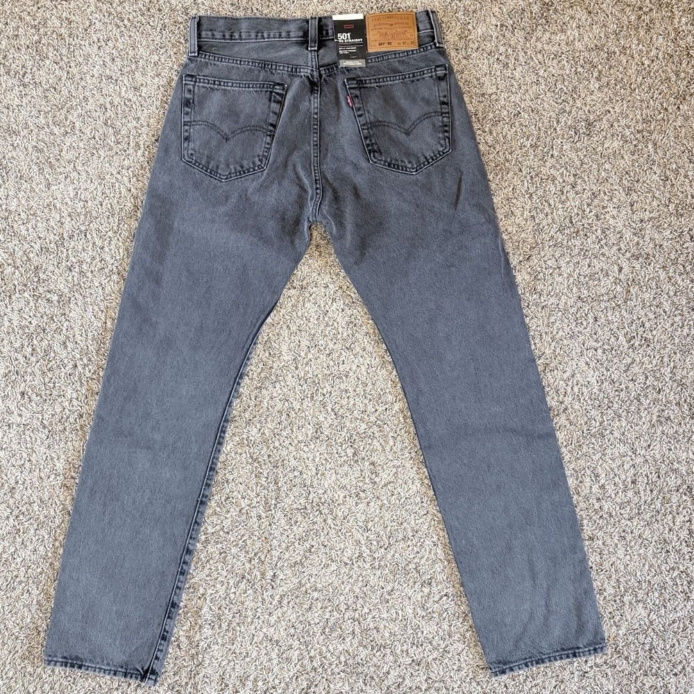 Levi's Premium 501 '93 Straight Jeans Selvedge Denim Men's W32 L32 Black Ash New